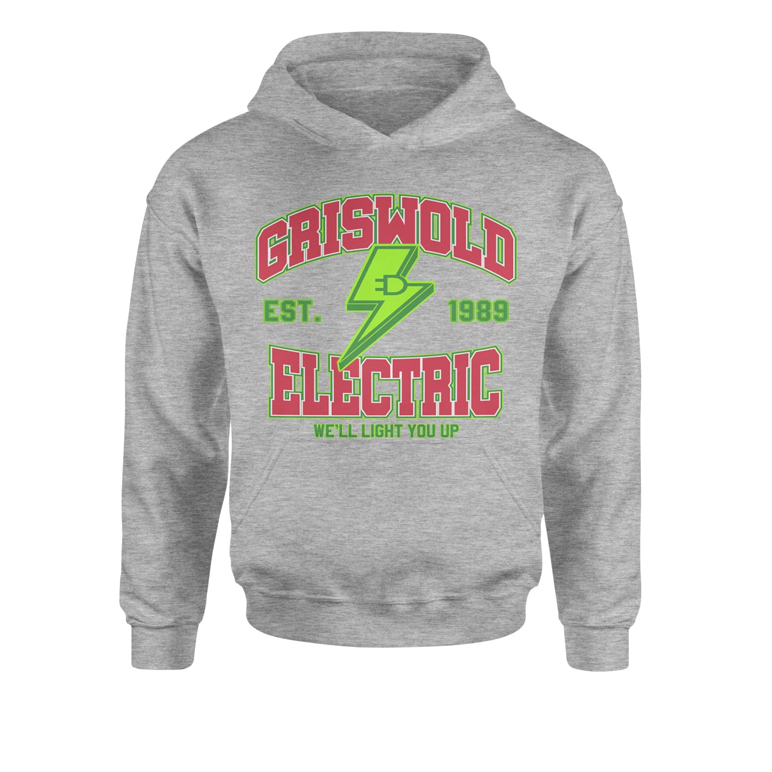 Griswold Electric We'll Light You UpYouth-Sized Hoodie Heather Grey