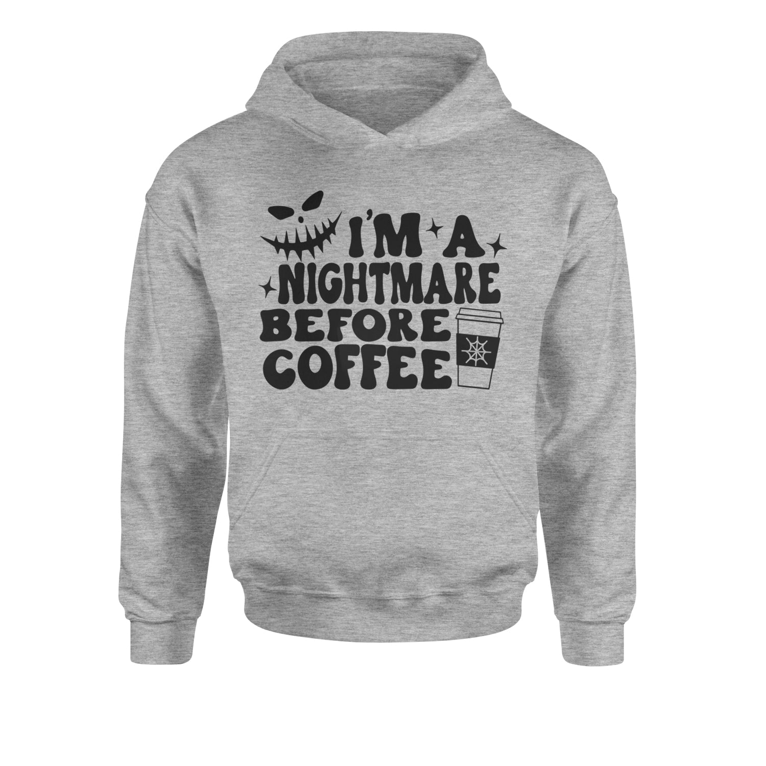 I'm A Nightmare Before Coffee Youth-Sized Hoodie Heather Grey