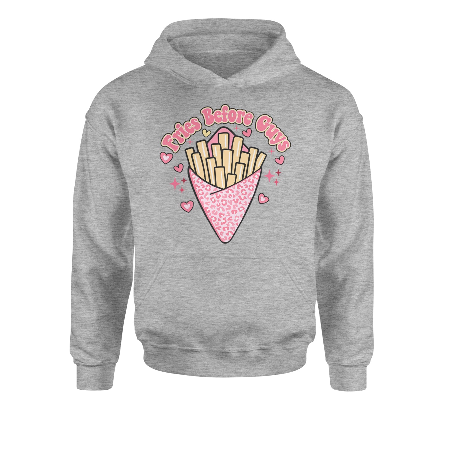 Fries Before GuysYouth-Sized Hoodie Heather Grey