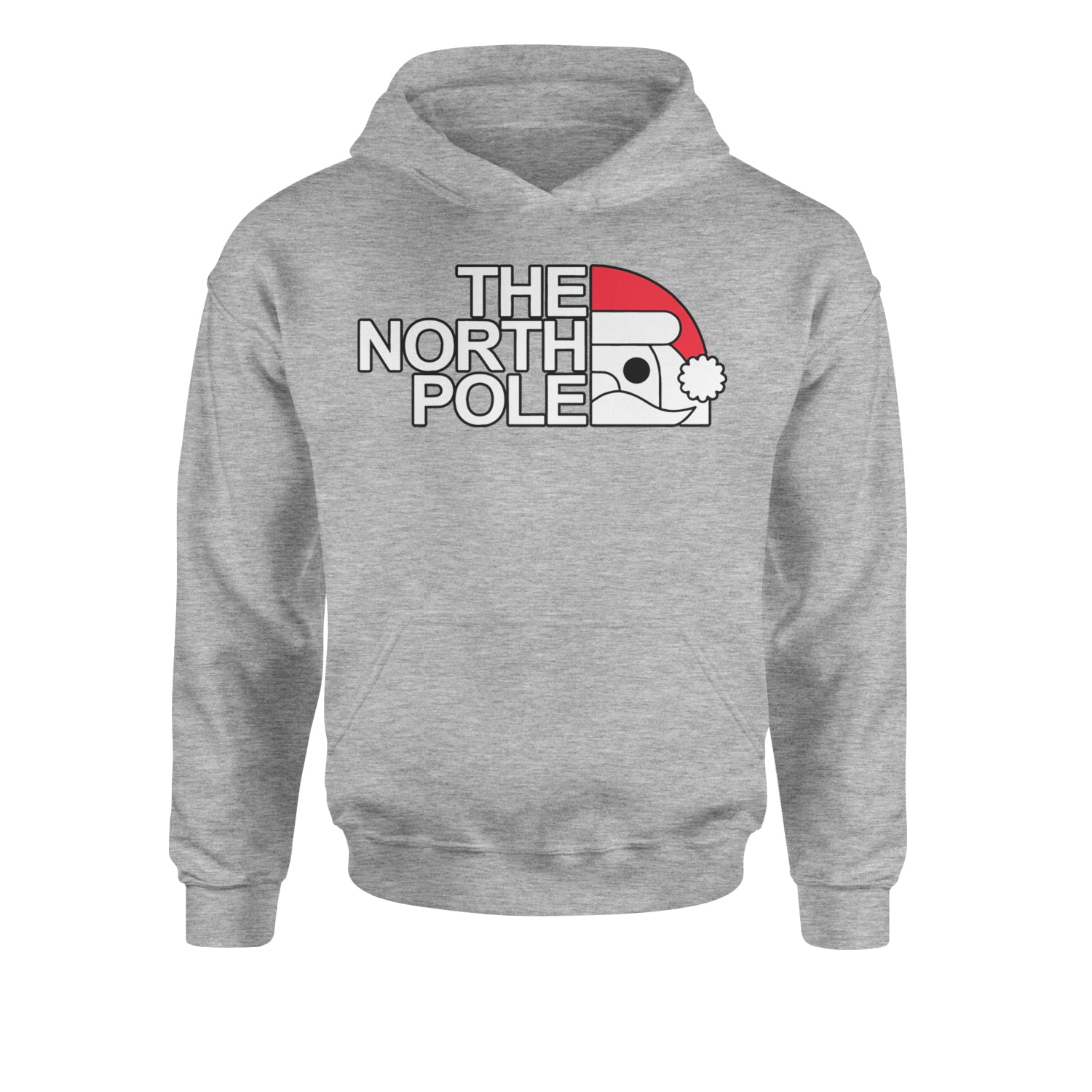 The North Pole Santa FaceYouth-Sized Hoodie Heather Grey