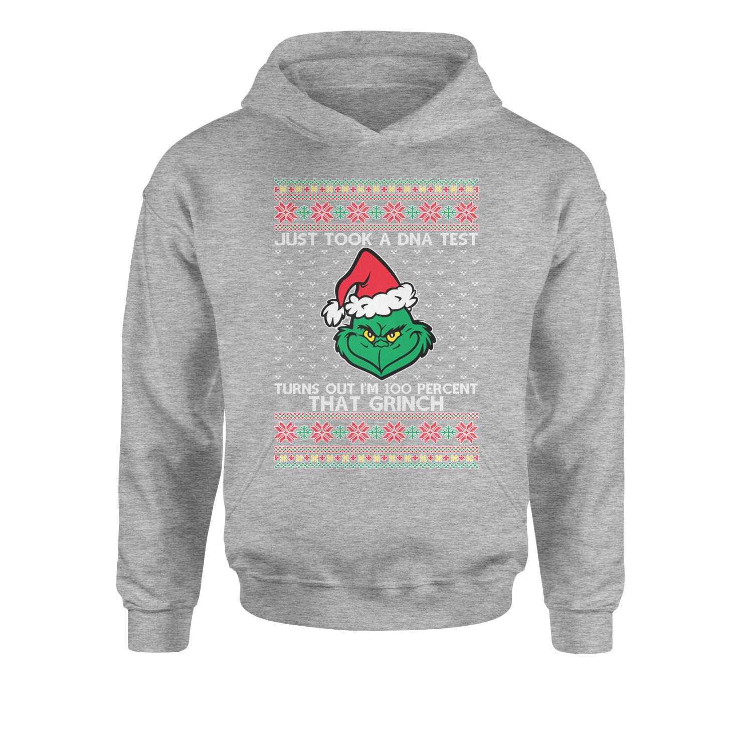 One Hundred Percent That Gr-nch Ugly Christmas Youth-Sized Hoodie Heather Grey