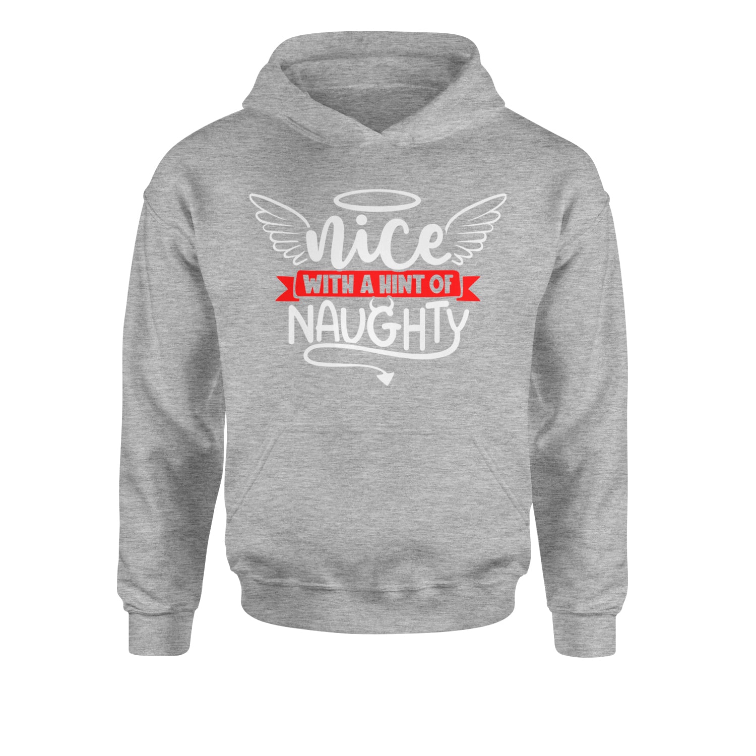 Nice with a Hint of Naughty Christmas Youth-Sized Hoodie Heather Grey