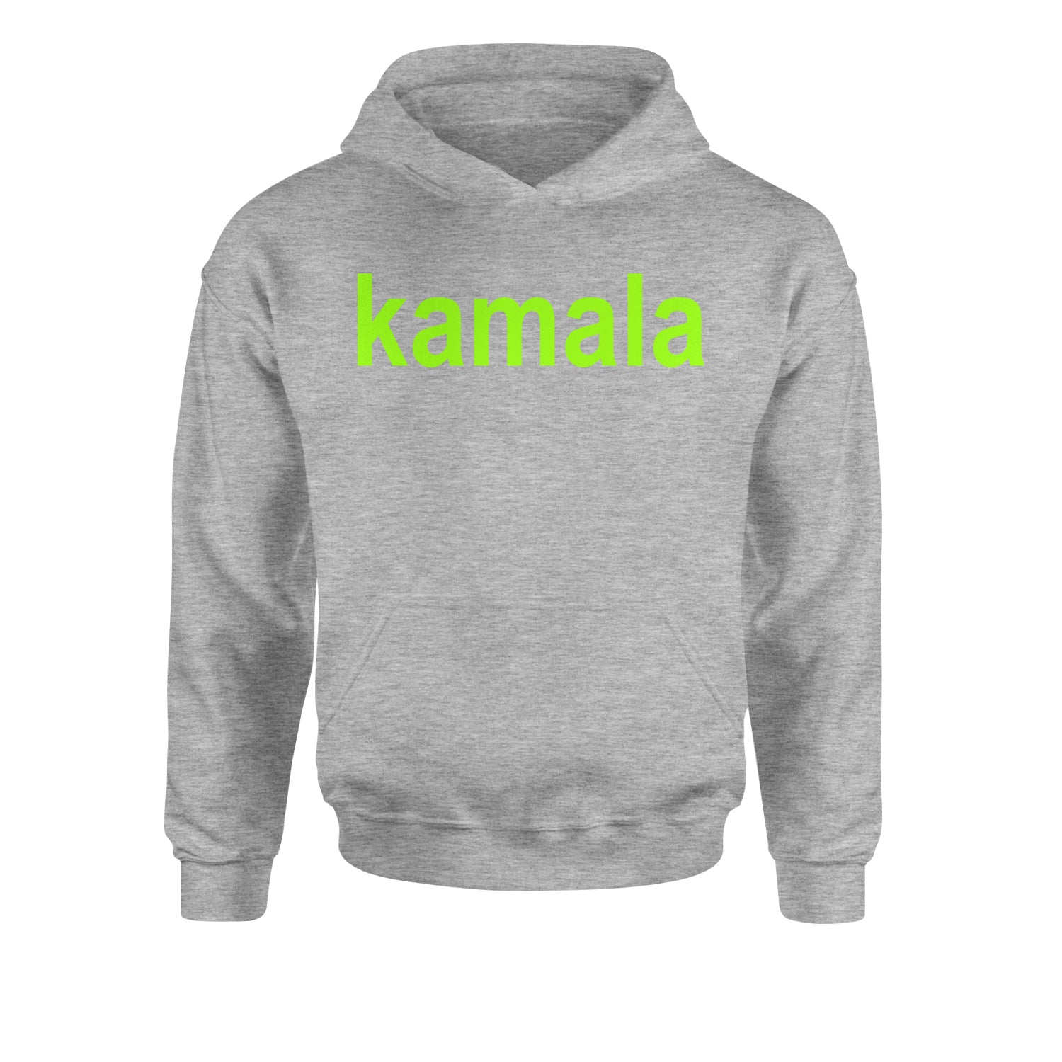 Kamala Bright Green Brat Coconut Tree Youth-Sized Hoodie Heather Grey