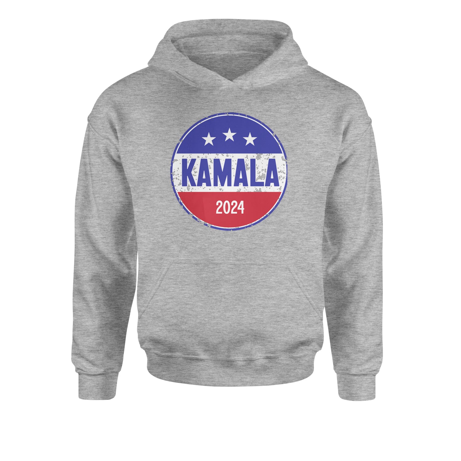 Kamala Badge 2024 - Kamala Harris For President 2024 Youth-Sized Hoodie Heather Grey