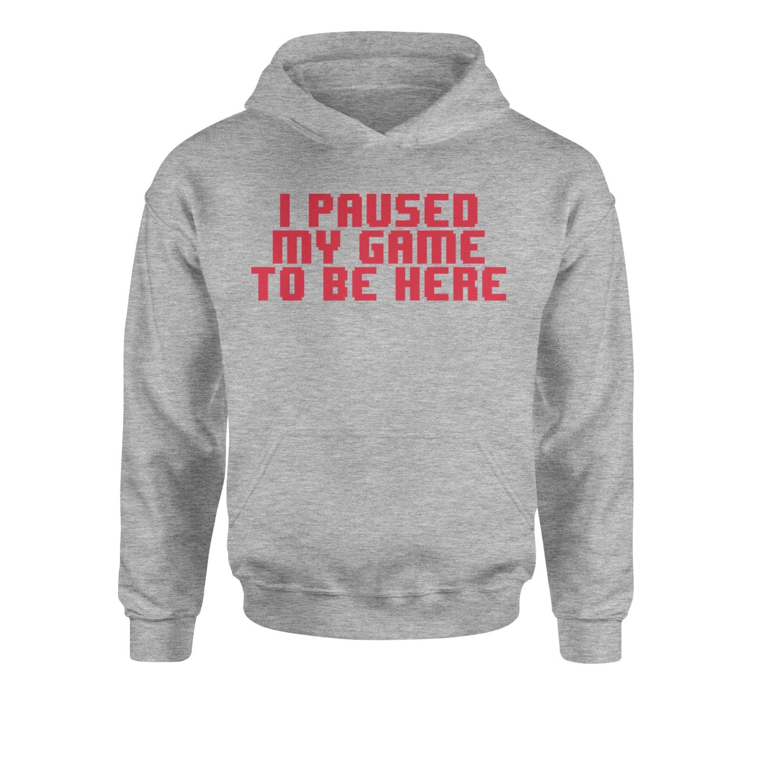 I Paused My Game To Be Here Funny Video Gamer Youth-Sized Hoodie Heather Grey