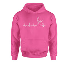 Hunting Heartbeat Deer Hunter Buck Stag Antlers  Youth-Sized Hoodie Hot Pink