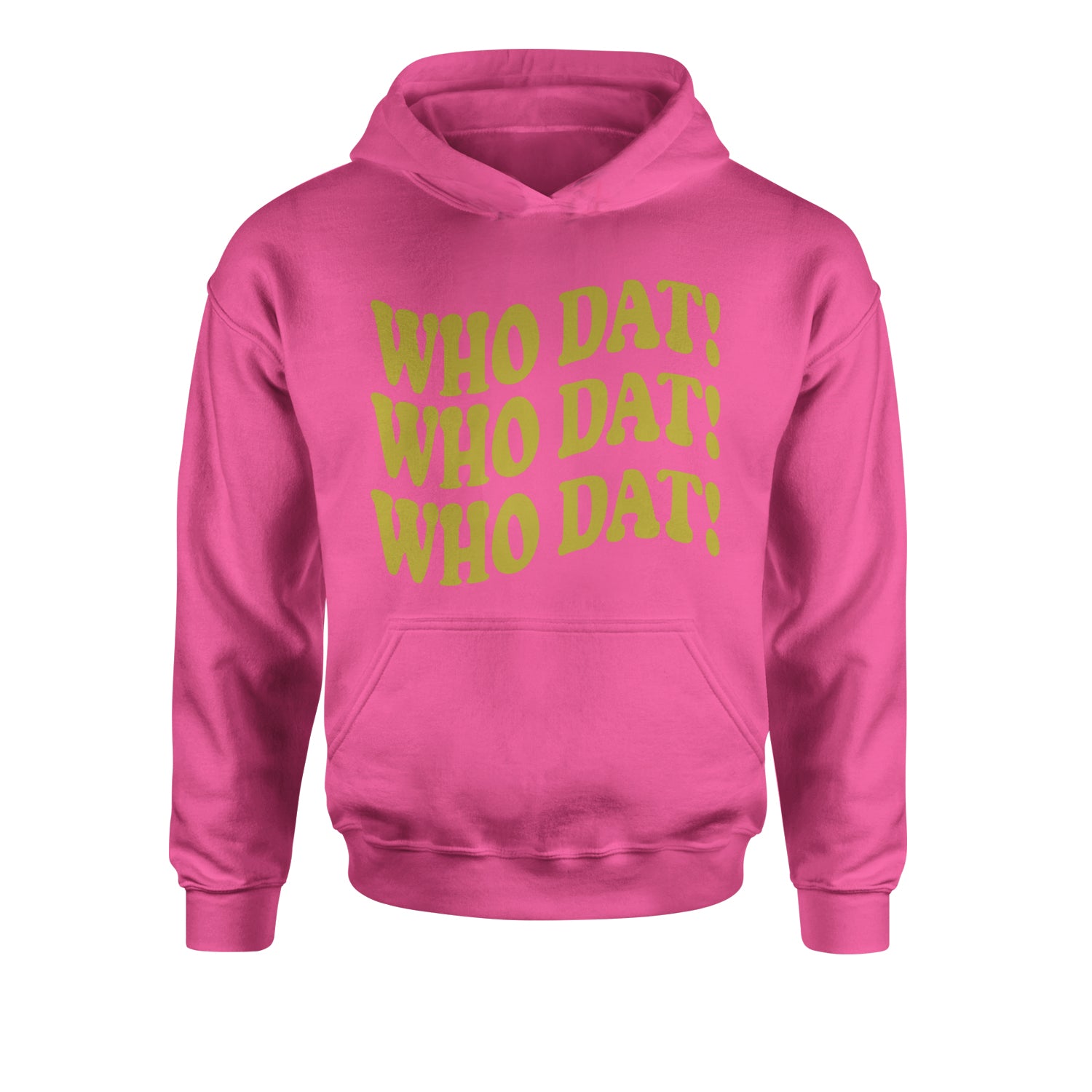 Who Dat Wavy Design Who Dat Nation Youth-Sized Hoodie Hot Pink