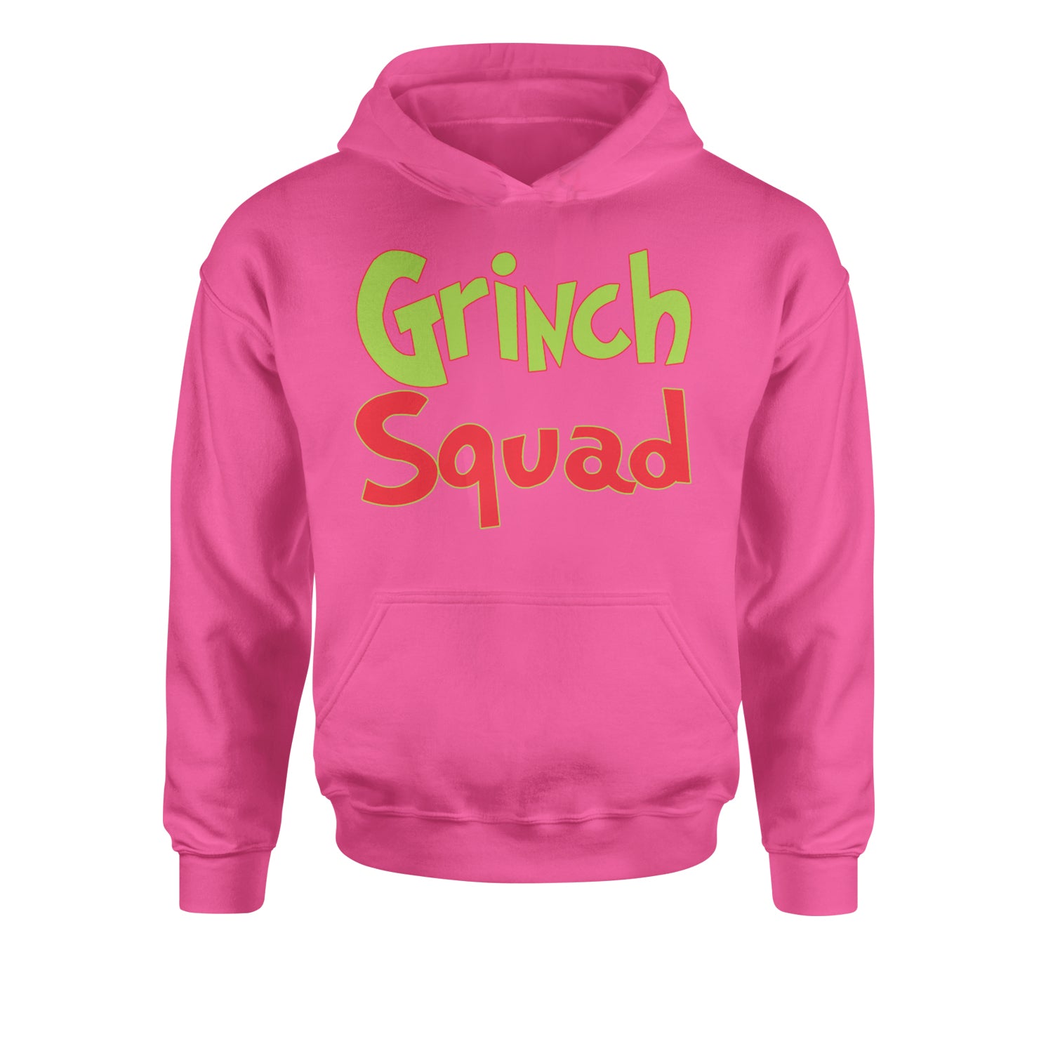 Gr-nch Squad Jolly Grinchmas Merry ChristmasYouth-Sized Hoodie Hot Pink