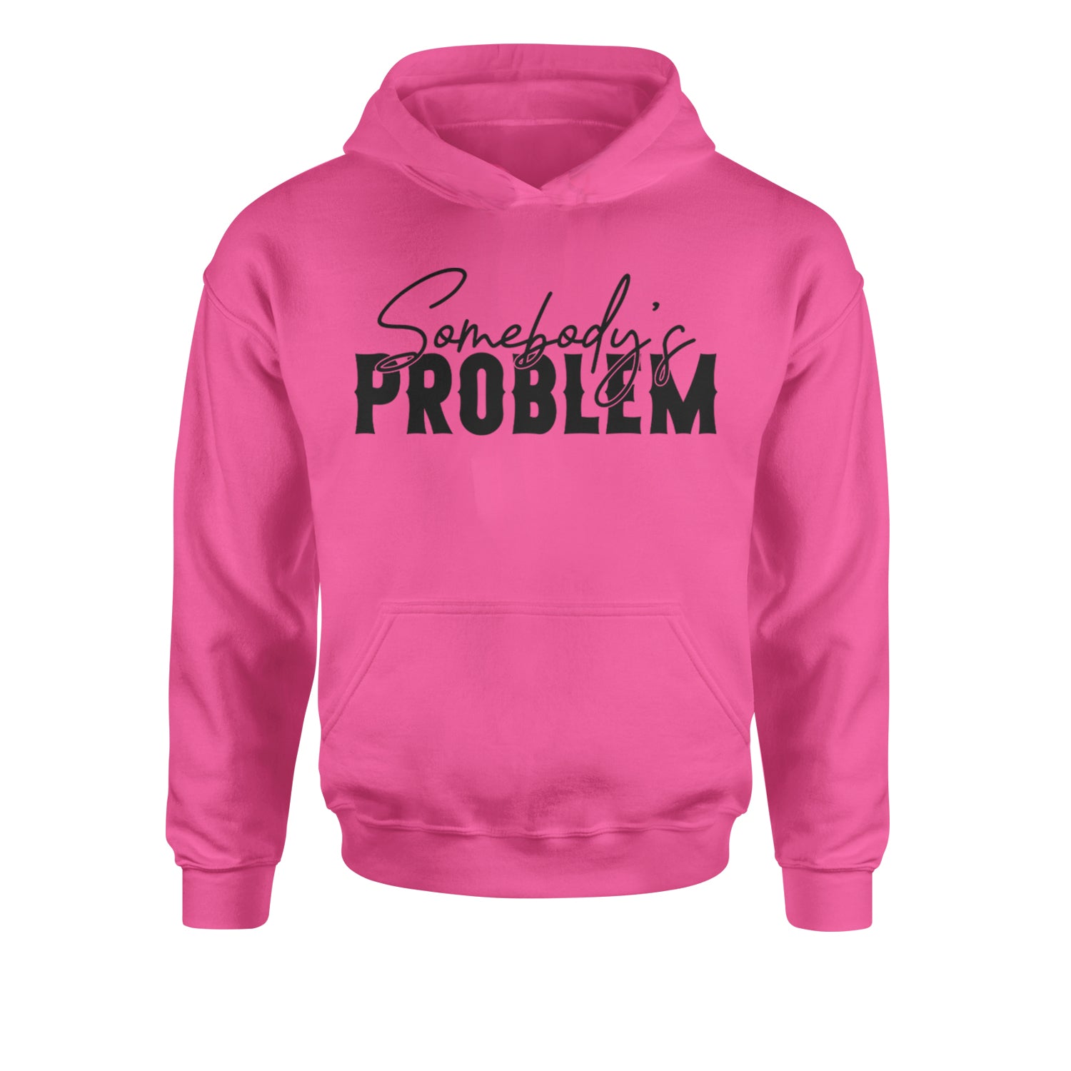 Somebody's Problem Country Music Western Youth-Sized Hoodie Hot Pink