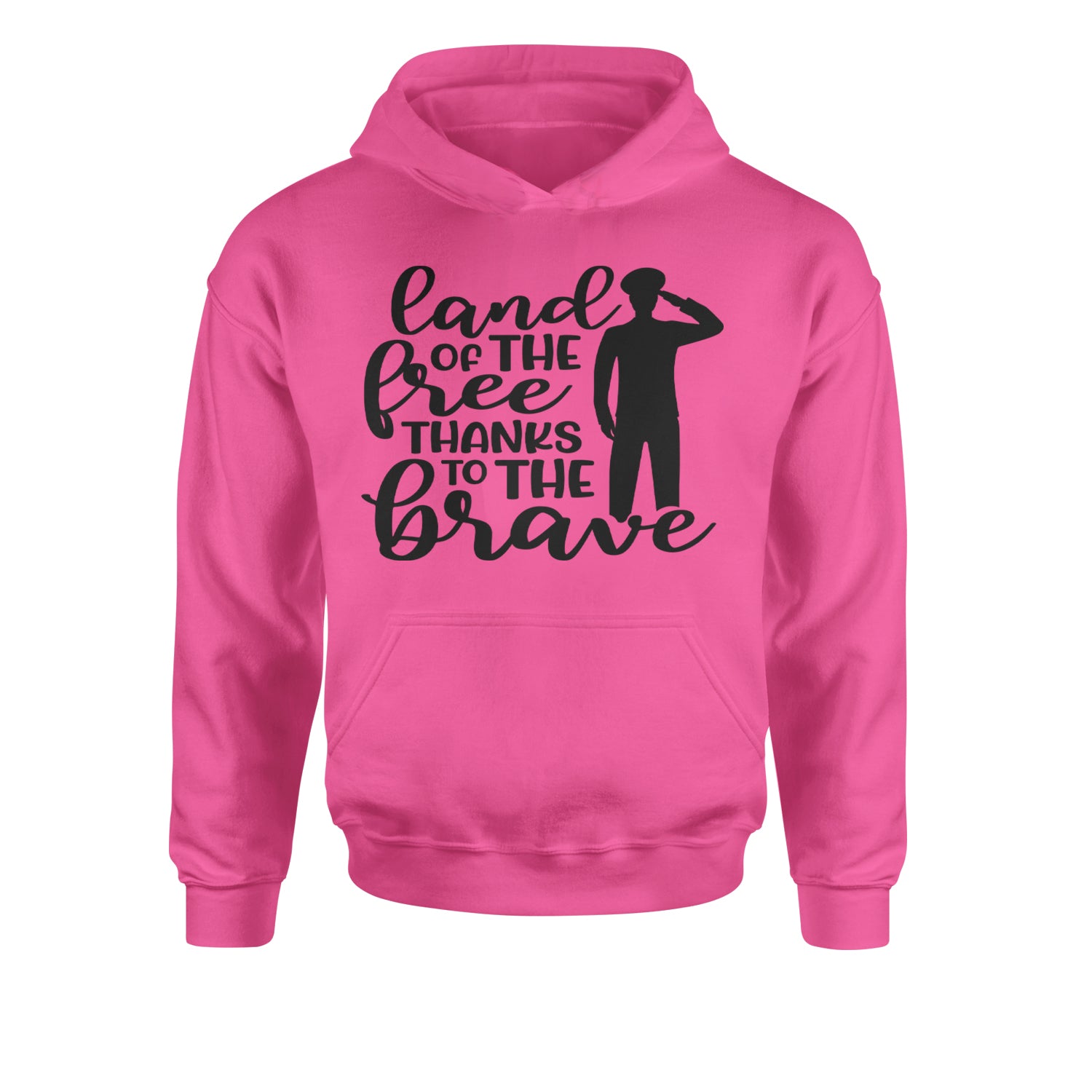 Land Of The Free Thanks To The Brave Veterans Youth-Sized Hoodie Heather Grey