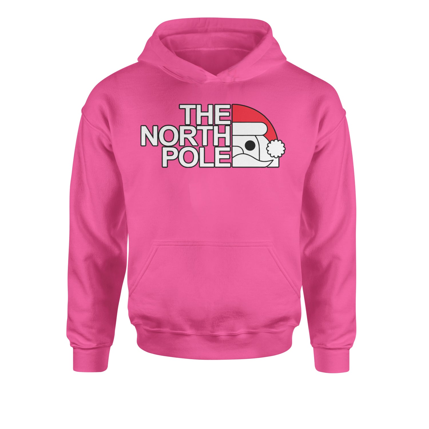 The North Pole Santa FaceYouth-Sized Hoodie Hot Pink