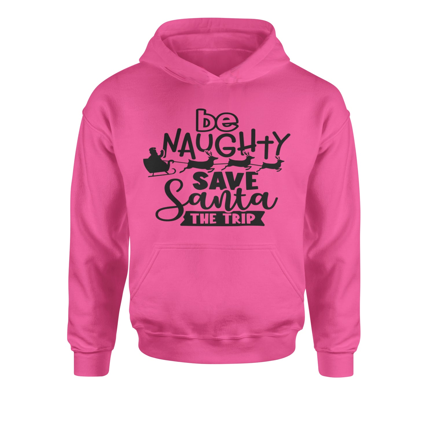 Be Naughty Save Santa the Trip Christmas Youth-Sized Hoodie Heather Grey