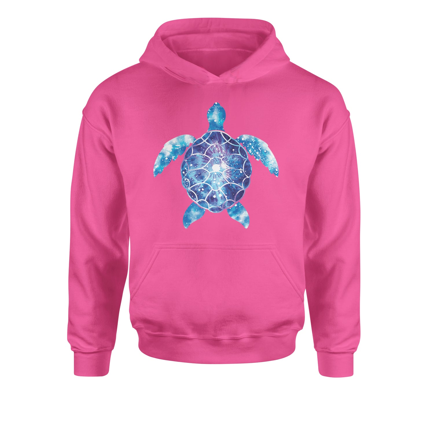 Ocean Aura Tie-Dye Sea Turtle Youth-Sized Hoodie Hot Pink