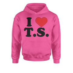 I Heart T.S. Concert Music Lover  Youth-Sized Hoodie Hot Pink