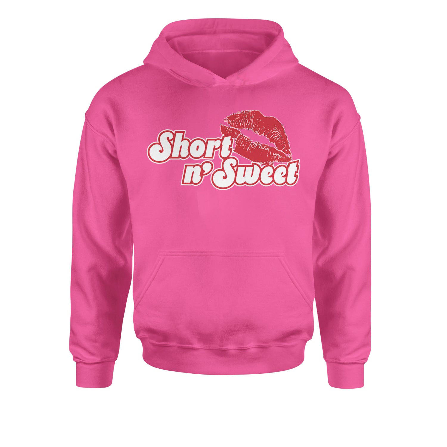 Short N' Sweet Red LipsYouth-Sized Hoodie Hot Pink