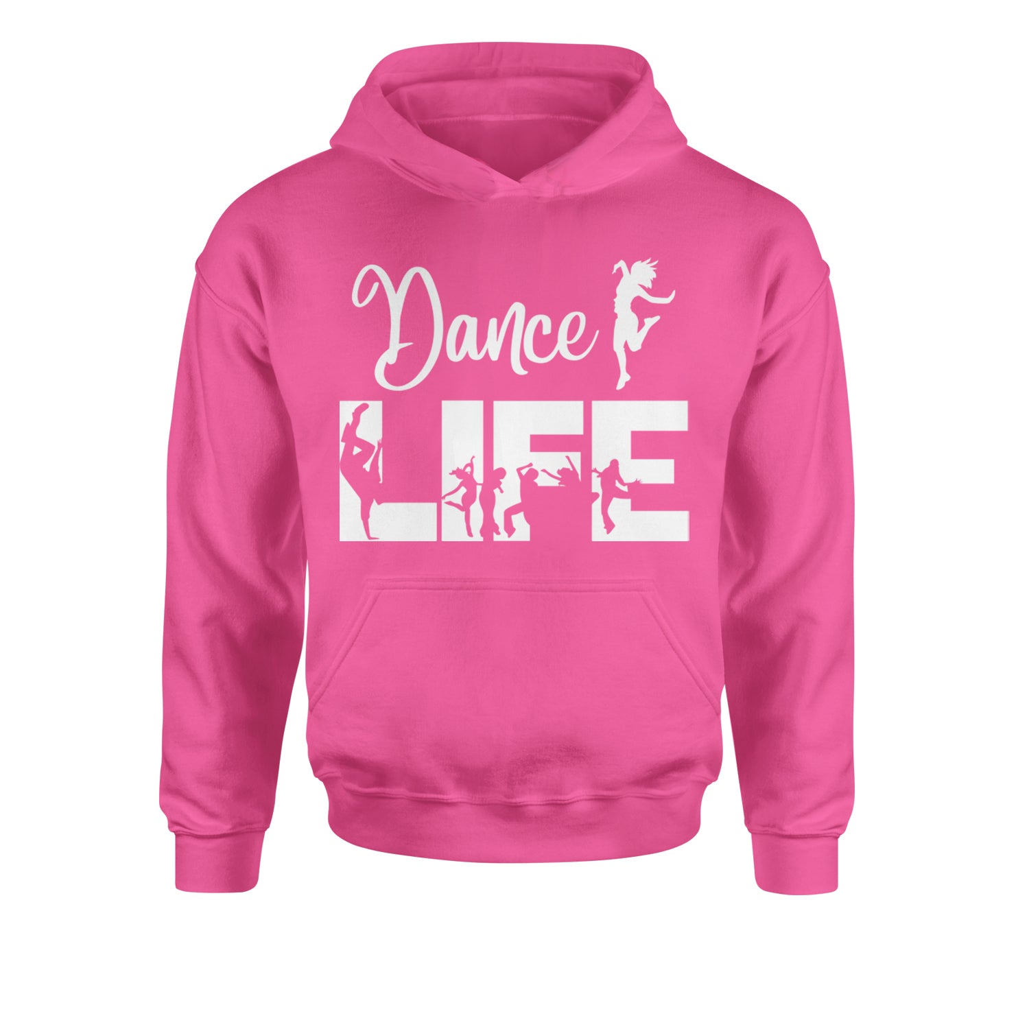 Dance Life Silhouette Dancers Youth-Sized Hoodie Hot Pink