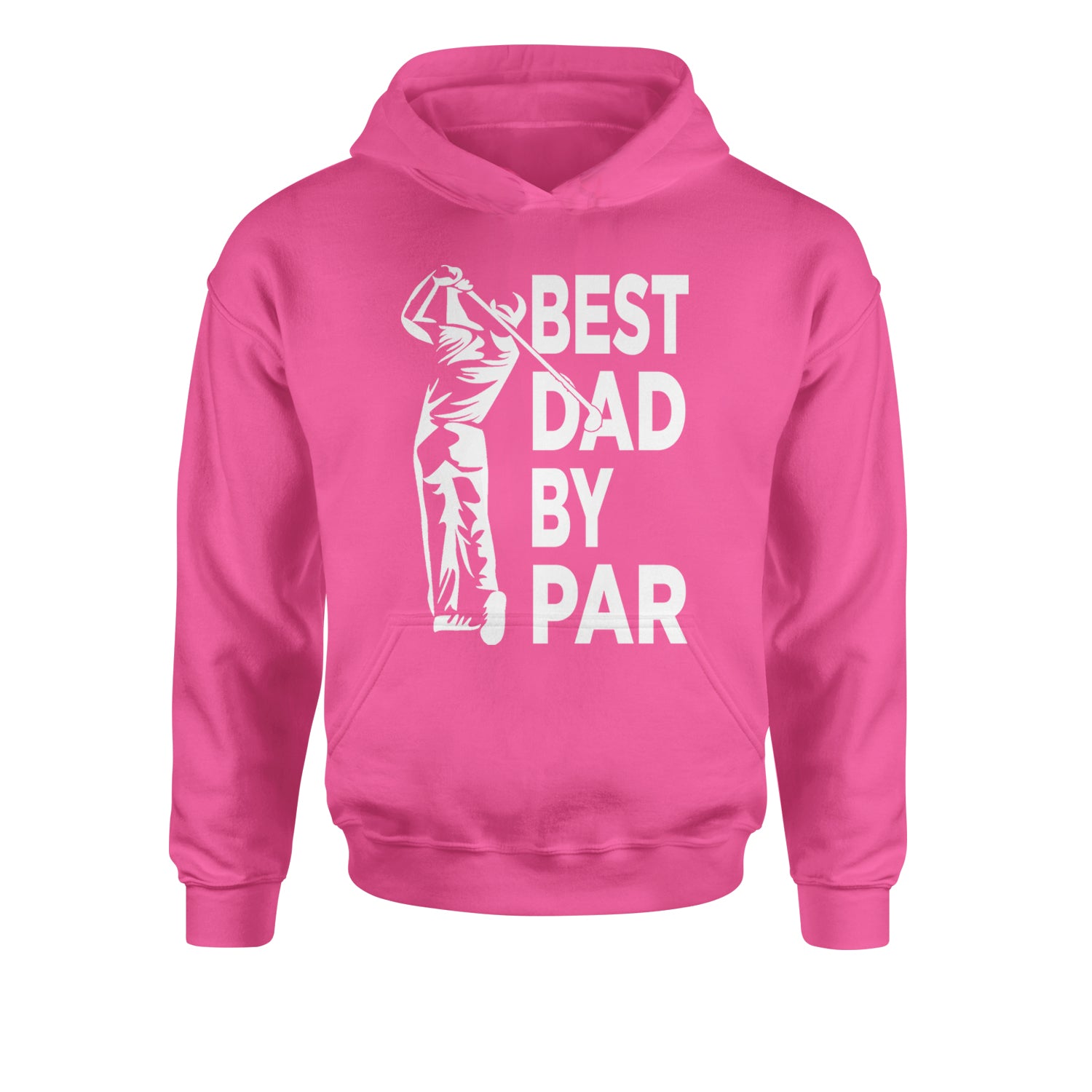 Best Dad By Par Golfing Gift For Father Youth-Sized Hoodie Hot Pink