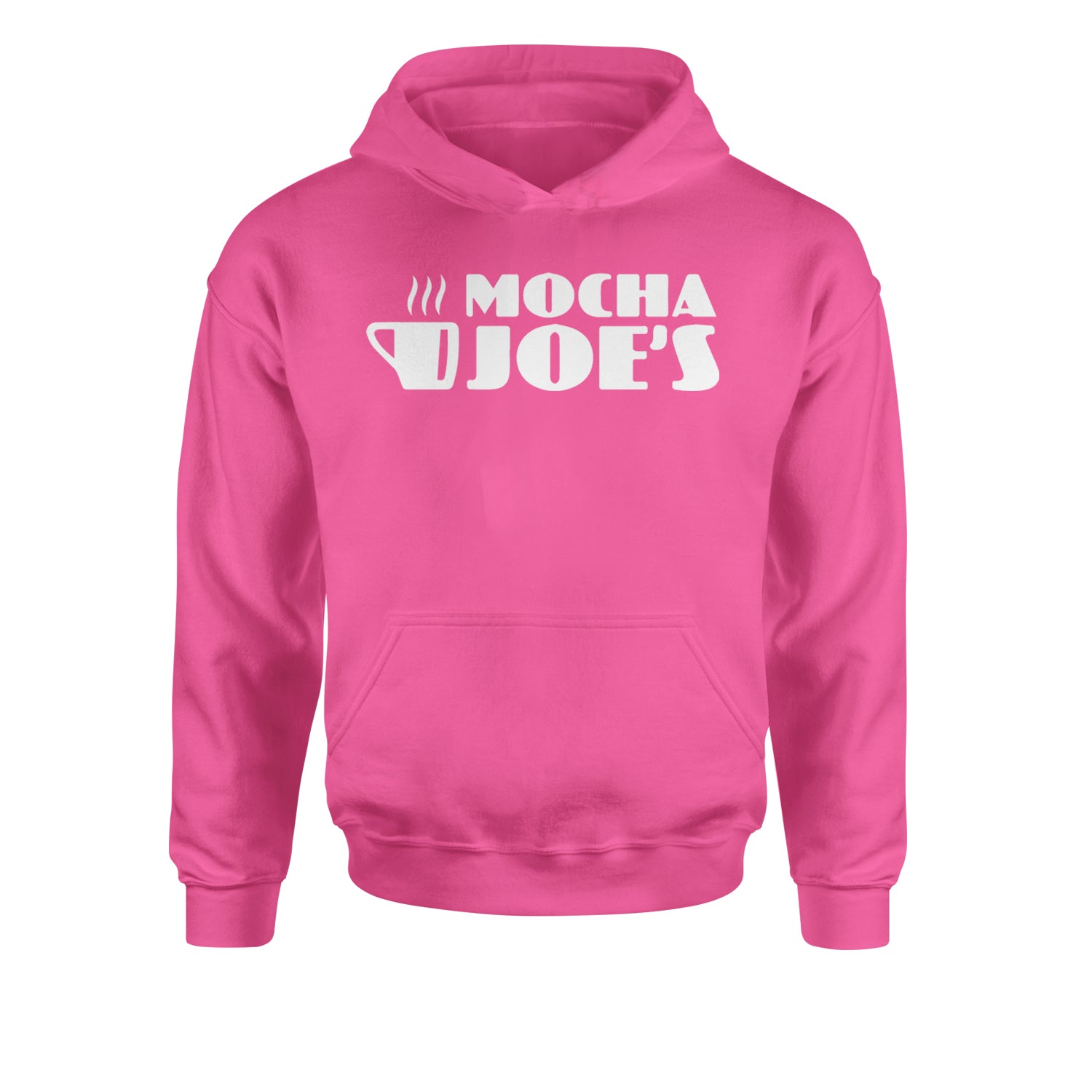 Mocha Joe's Enthusiastic Coffee Youth-Sized Hoodie Hot Pink