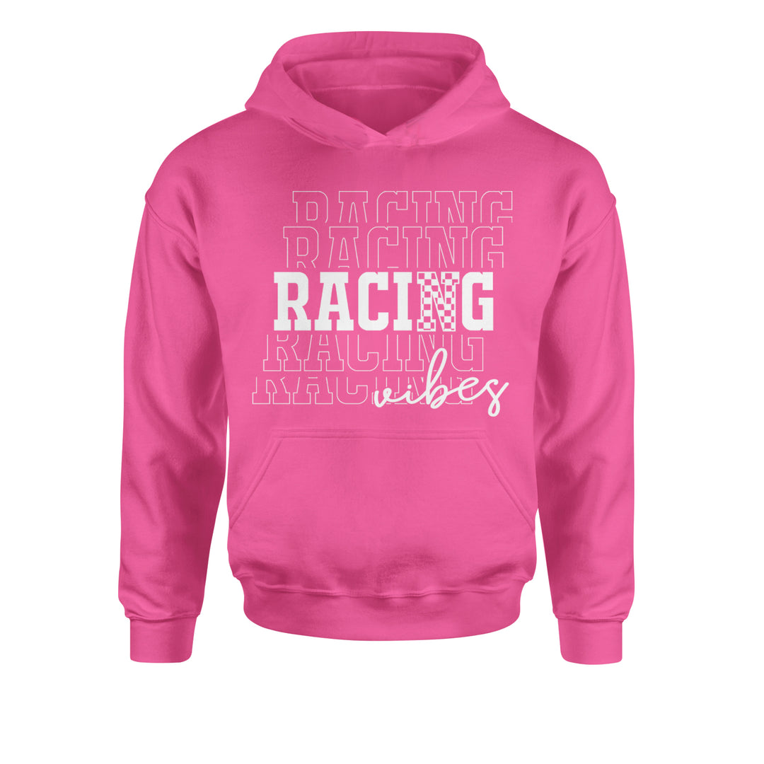 Racing Vibes Youth-Sized Hoodie Hot Pink