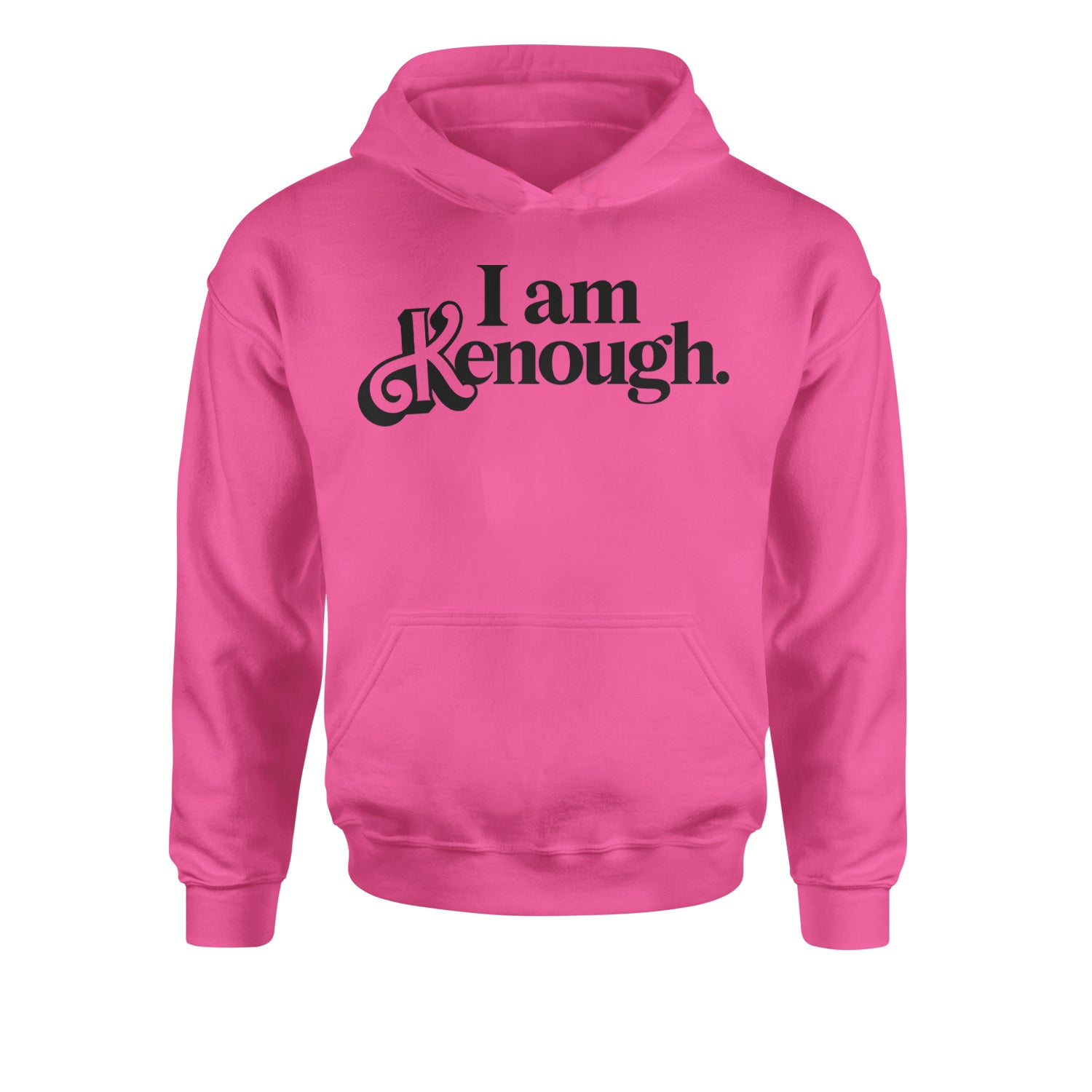 I Am Kenough Barbenheimer Youth-Sized Hoodie Hot Pink