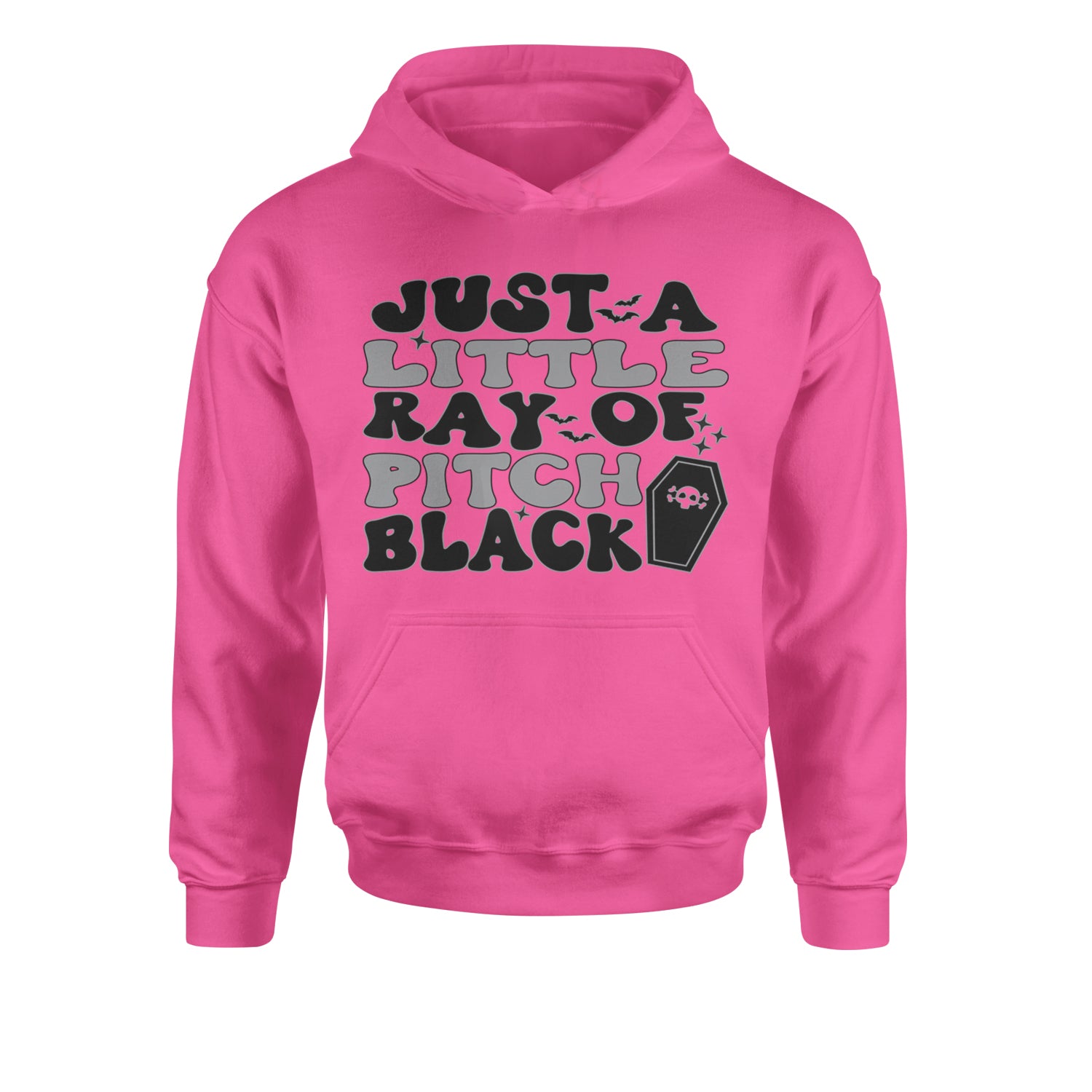 Just A Little Ray of Pitch Black Youth-Sized Hoodie Hot Pink