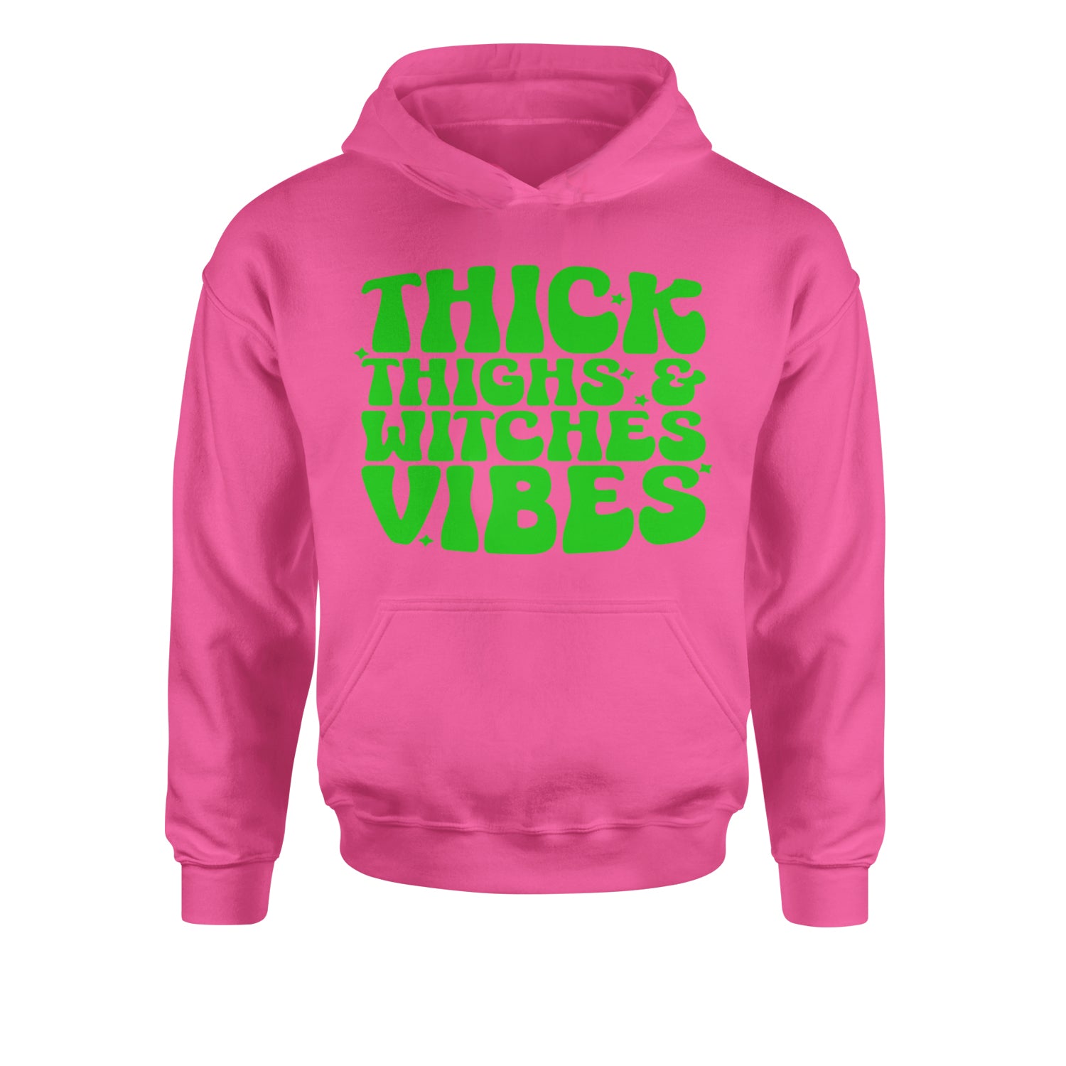 Thick Thighs And Witches Vibes Youth-Sized Hoodie Hot Pink