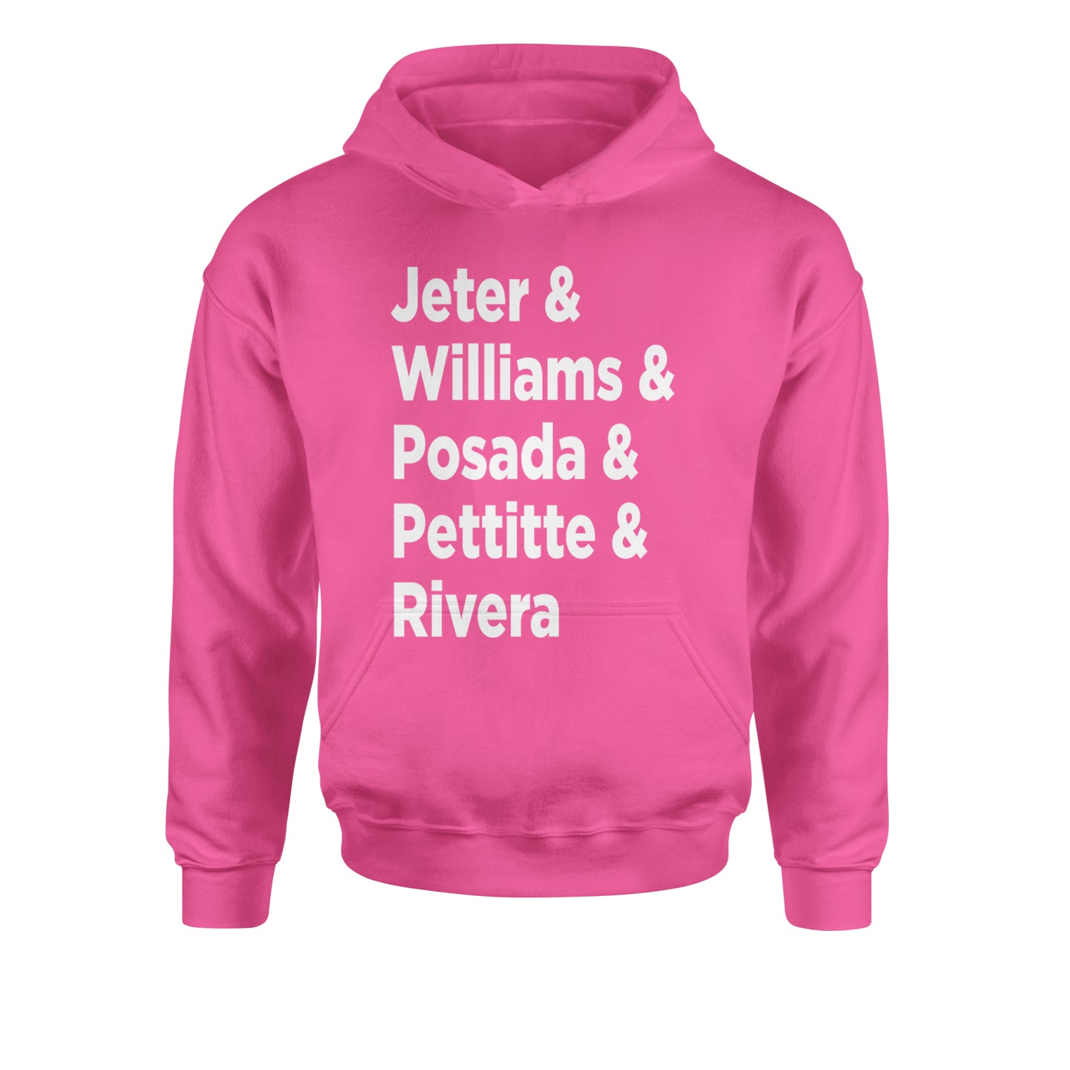 Jeter & Williams & Posada & Pettitte & Rivera Youth-Sized Hoodie Hot Pink