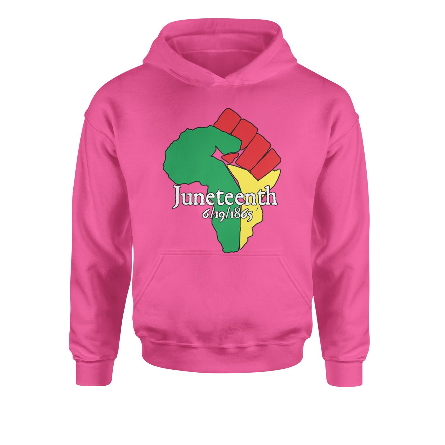 Juneteenth Raised Fist Africa Celebrate Emancipation DayYouth-Sized Hoodie Hot Pink