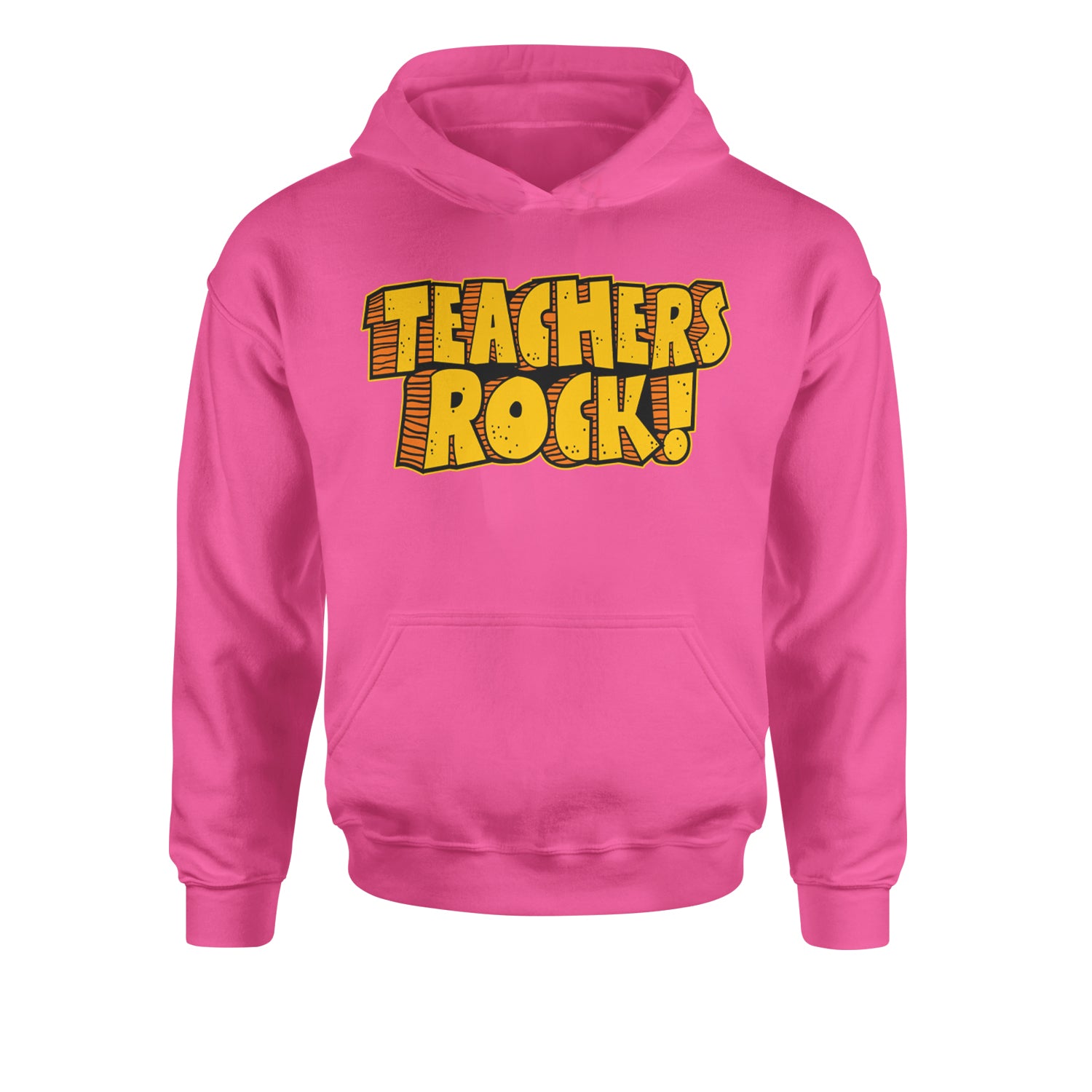 Teachers Rock RetroYouth-Sized Hoodie Hot Pink