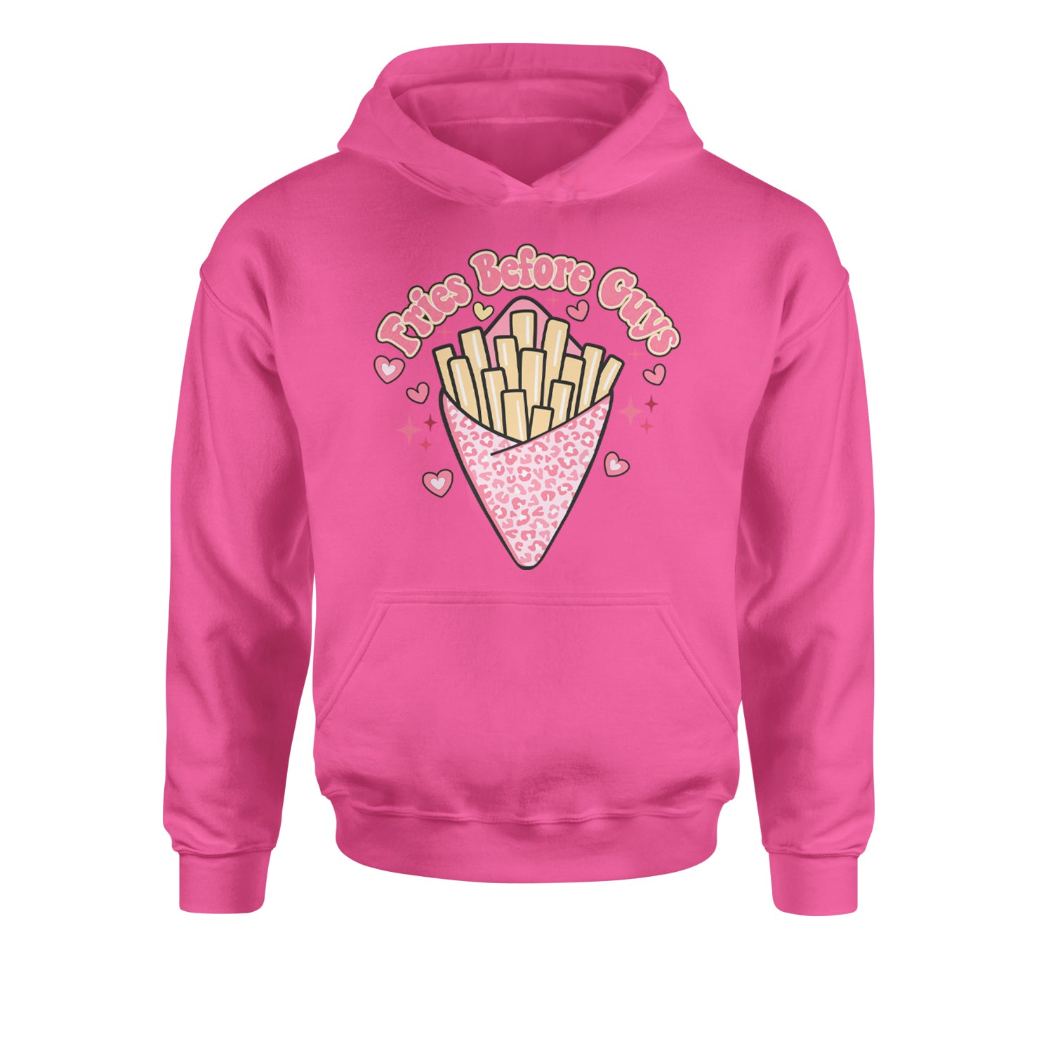 Fries Before GuysYouth-Sized Hoodie Hot Pink