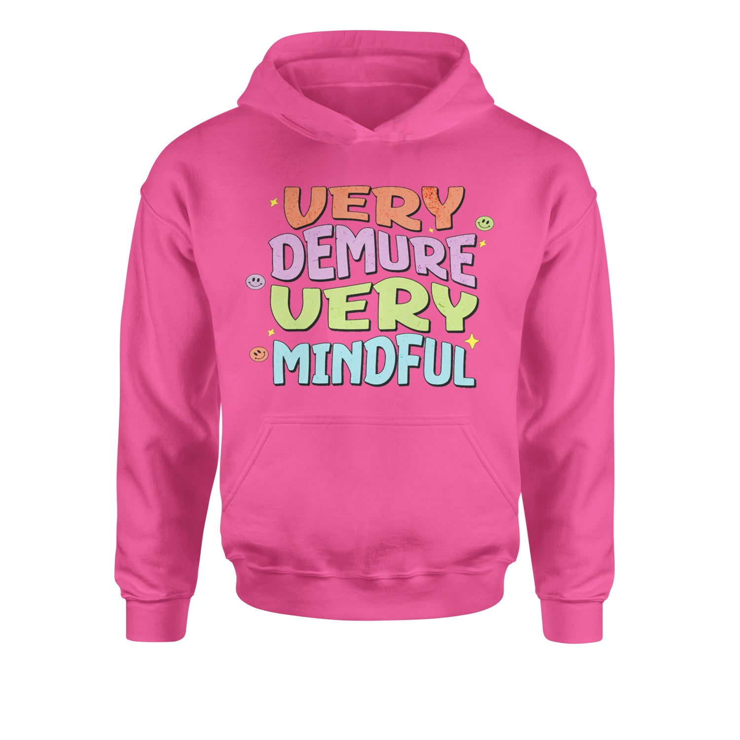 Very Demure, Very Mindful Youth-Sized Hoodie Hot Pink