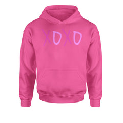 XOXO Pink PrintYouth-Sized Hoodie Hot Pink