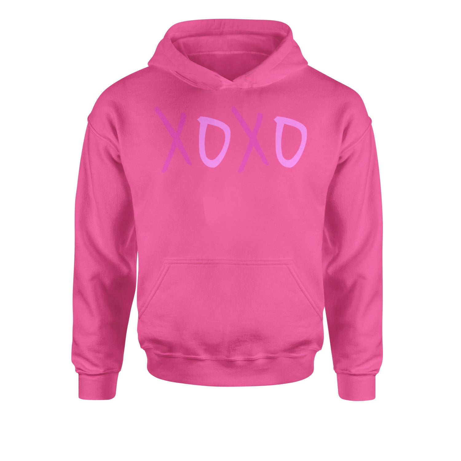 XOXO Pink PrintYouth-Sized Hoodie Hot Pink