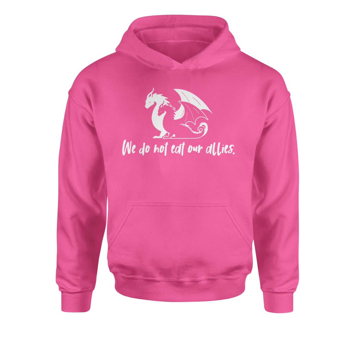 We Do Not Eat Our Allies Fourth Wing BasgiathYouth-Sized Hoodie Hot Pink