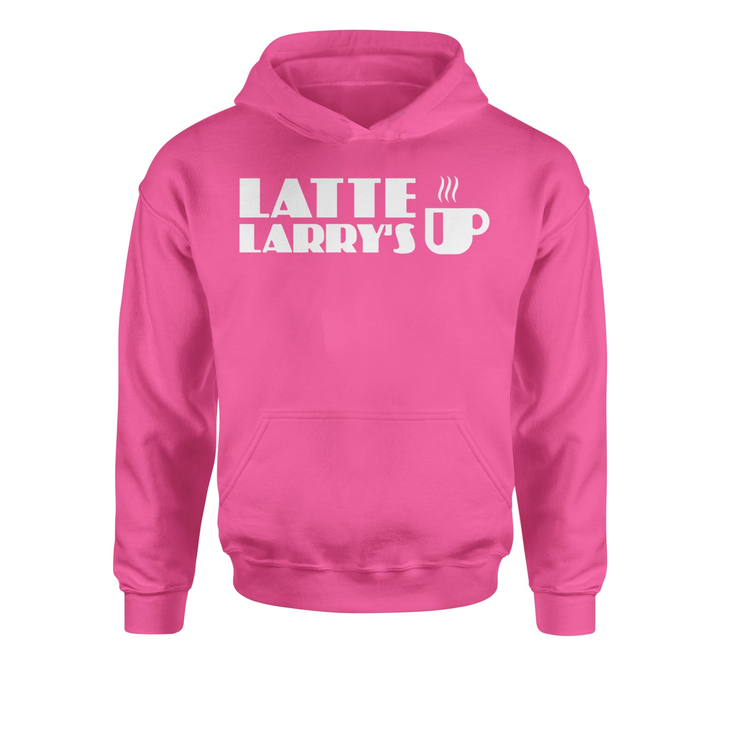 Latte Larry's Enthusiastic Coffee Youth-Sized Hoodie Hot Pink