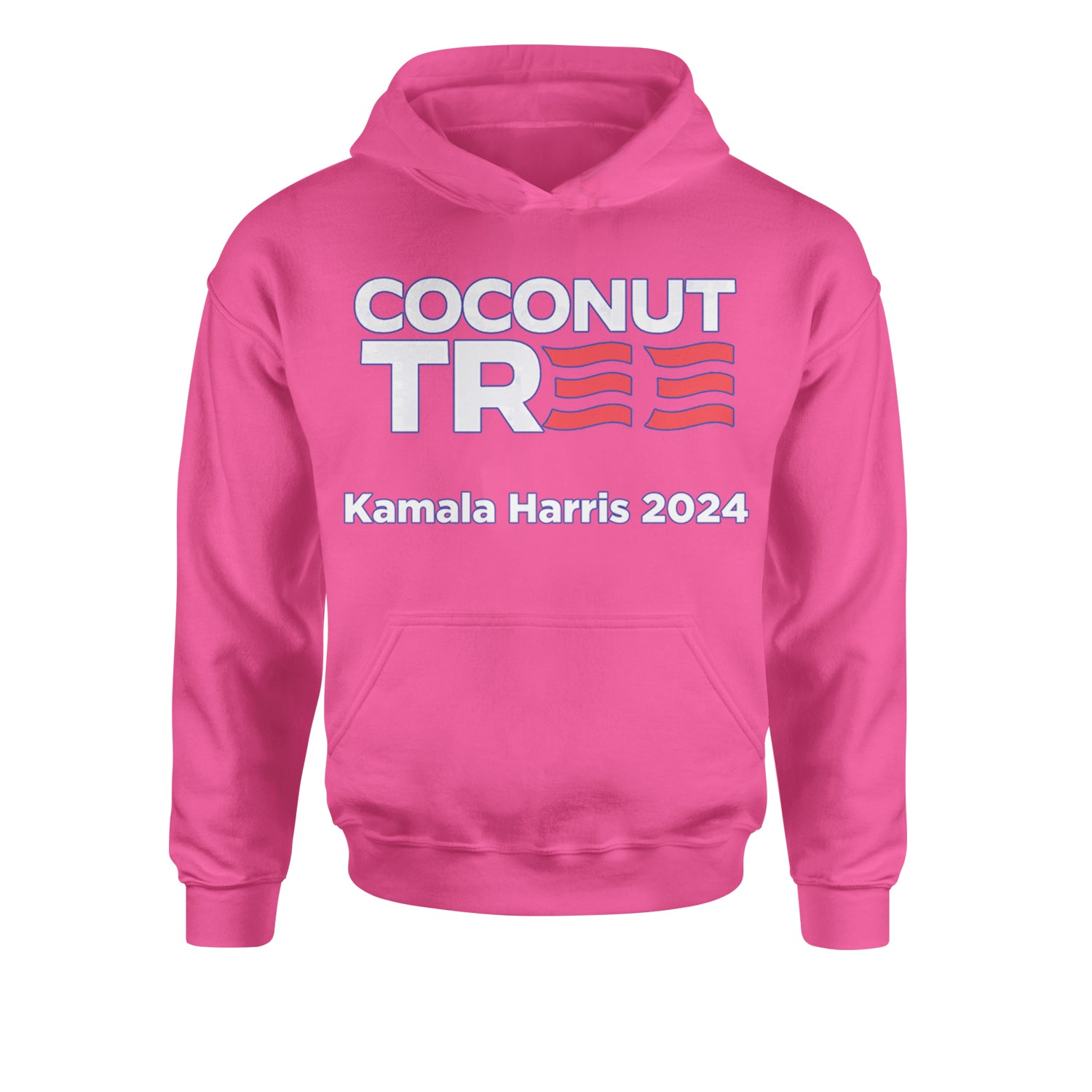 Coconut Tree - Support Kamala Harris For President 2024 Youth-Sized Hoodie Hot Pink