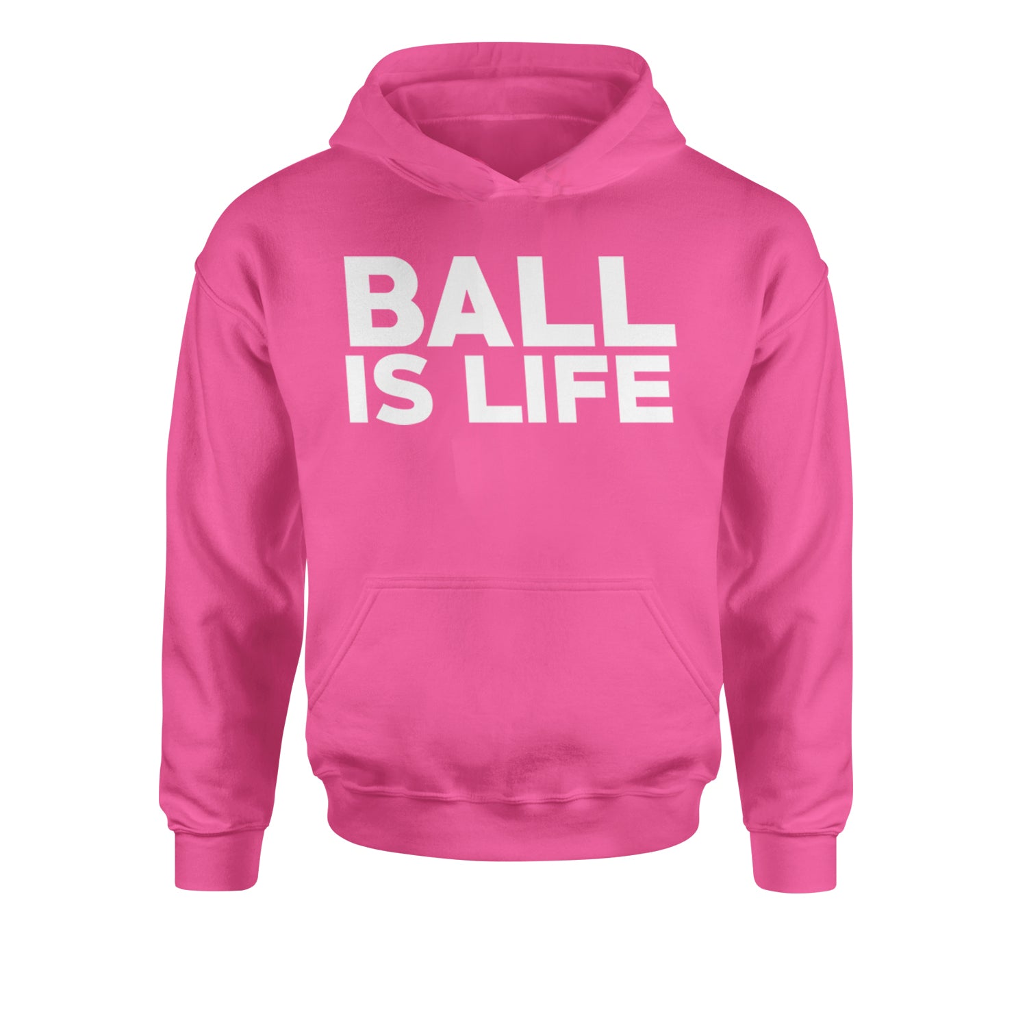 Ball Is Life Sports Enthusiasts Youth-Sized Hoodie Hot Pink