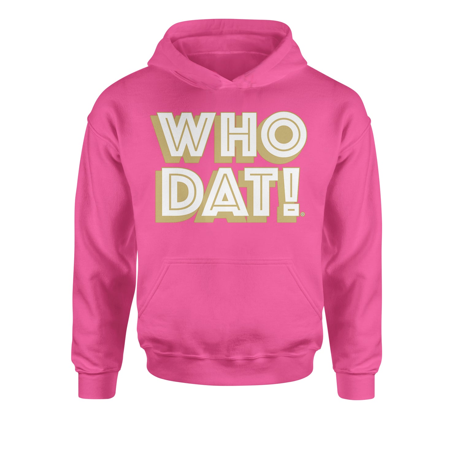 Who Dat Nation Big Bold New Orleans Youth-Sized Hoodie Hot Pink