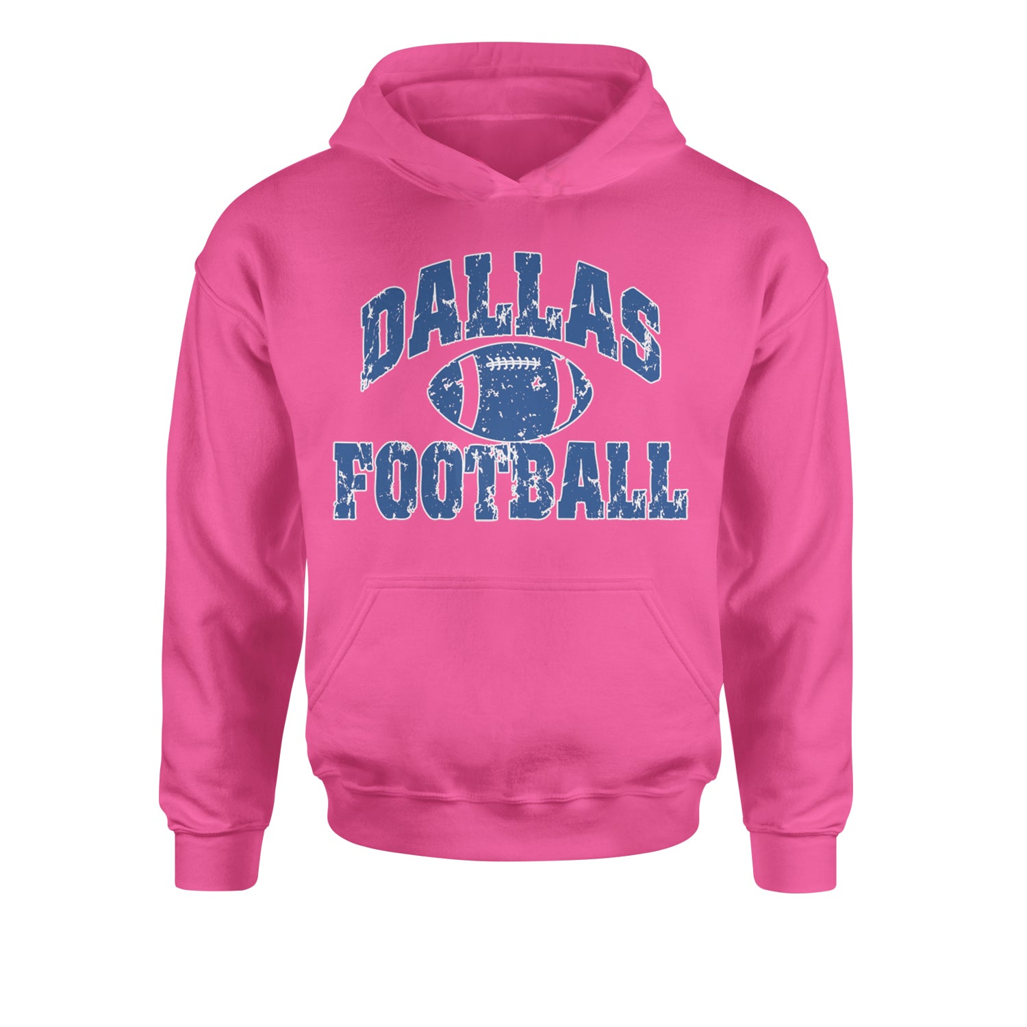 Dallas Distressed Football Youth-Sized Hoodie Hot Pink