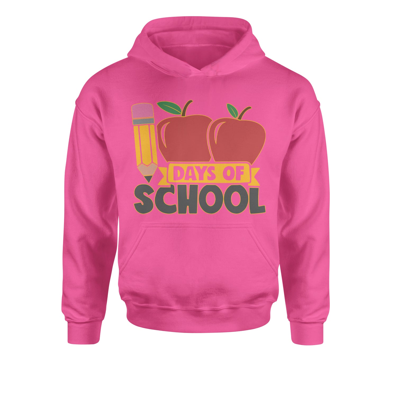 100 Days Of School Apple PencilYouth-Sized Hoodie Hot Pink