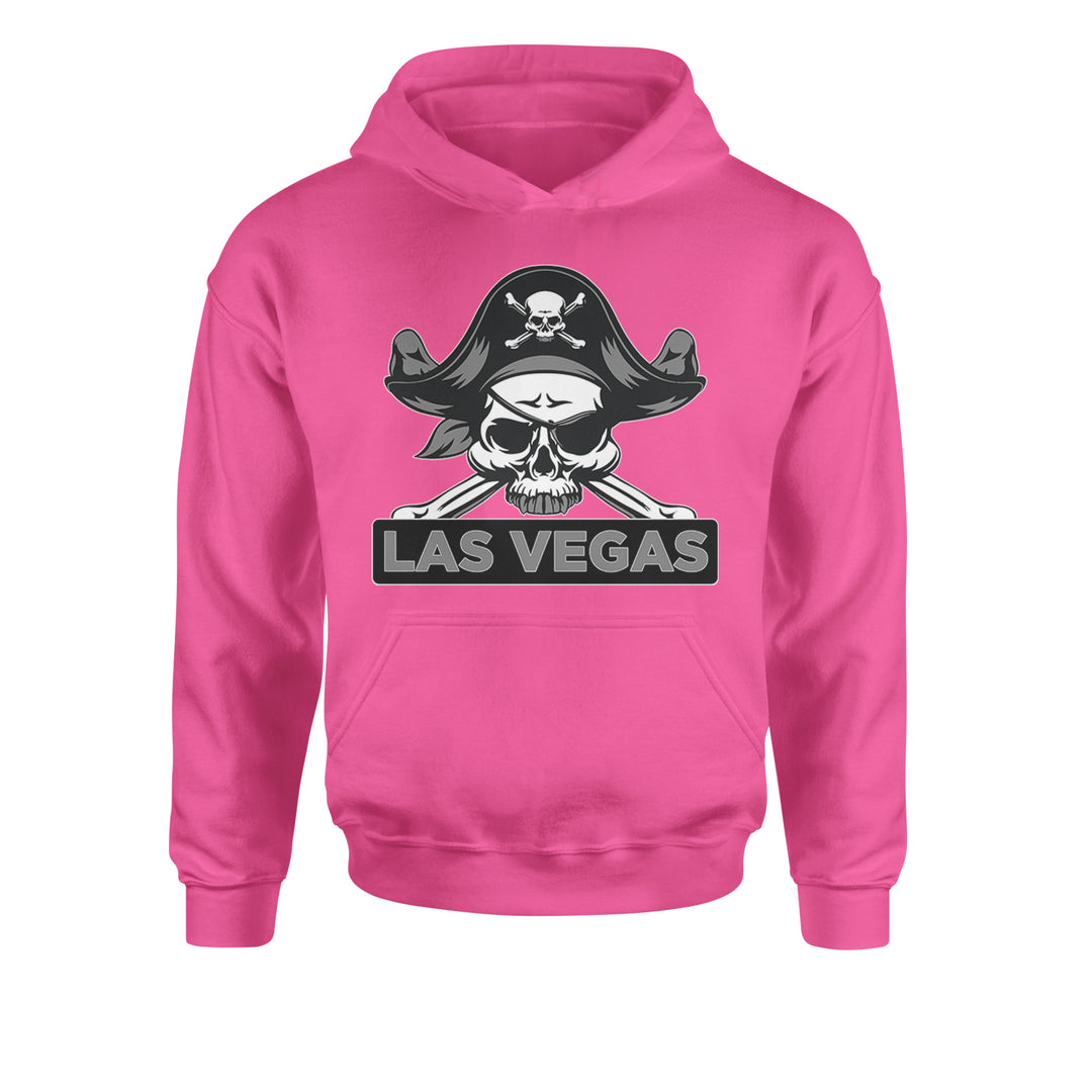 Raider Skull Straight Outta Las Vegas Youth-Sized Hoodie Hot Pink
