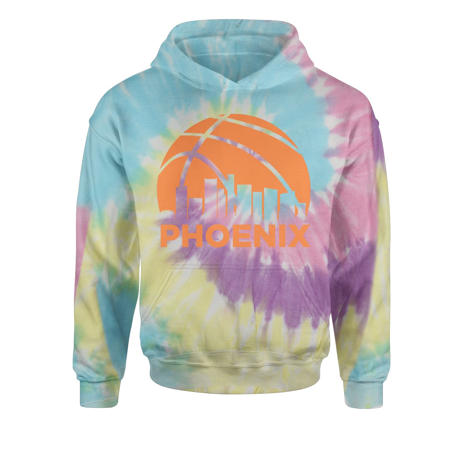 Phoenix Basketball Sunset City Skyline Youth-Sized Hoodie Tie-Dye Jelly Bean