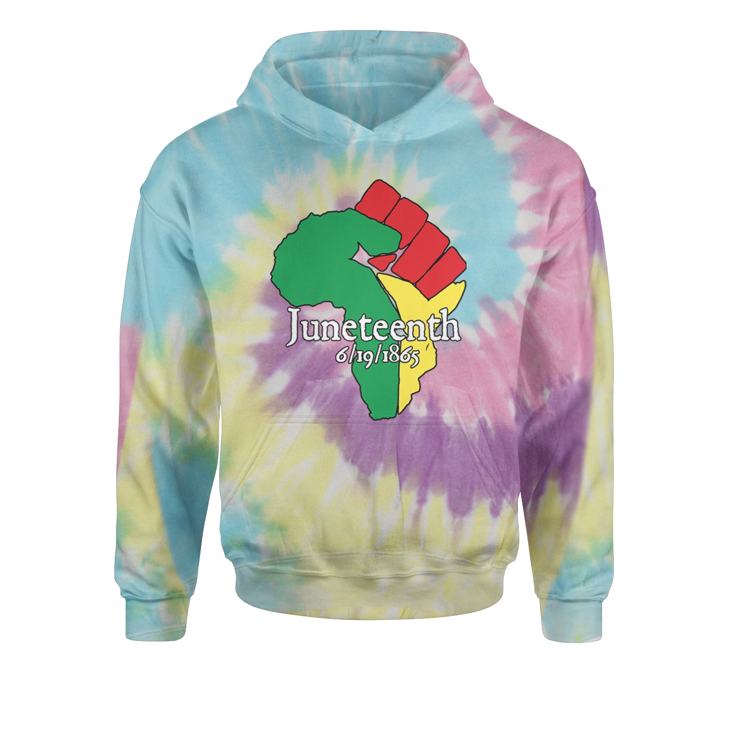 Juneteenth Raised Fist Africa Celebrate Emancipation DayYouth-Sized Hoodie Tie-Dye Jelly Bean