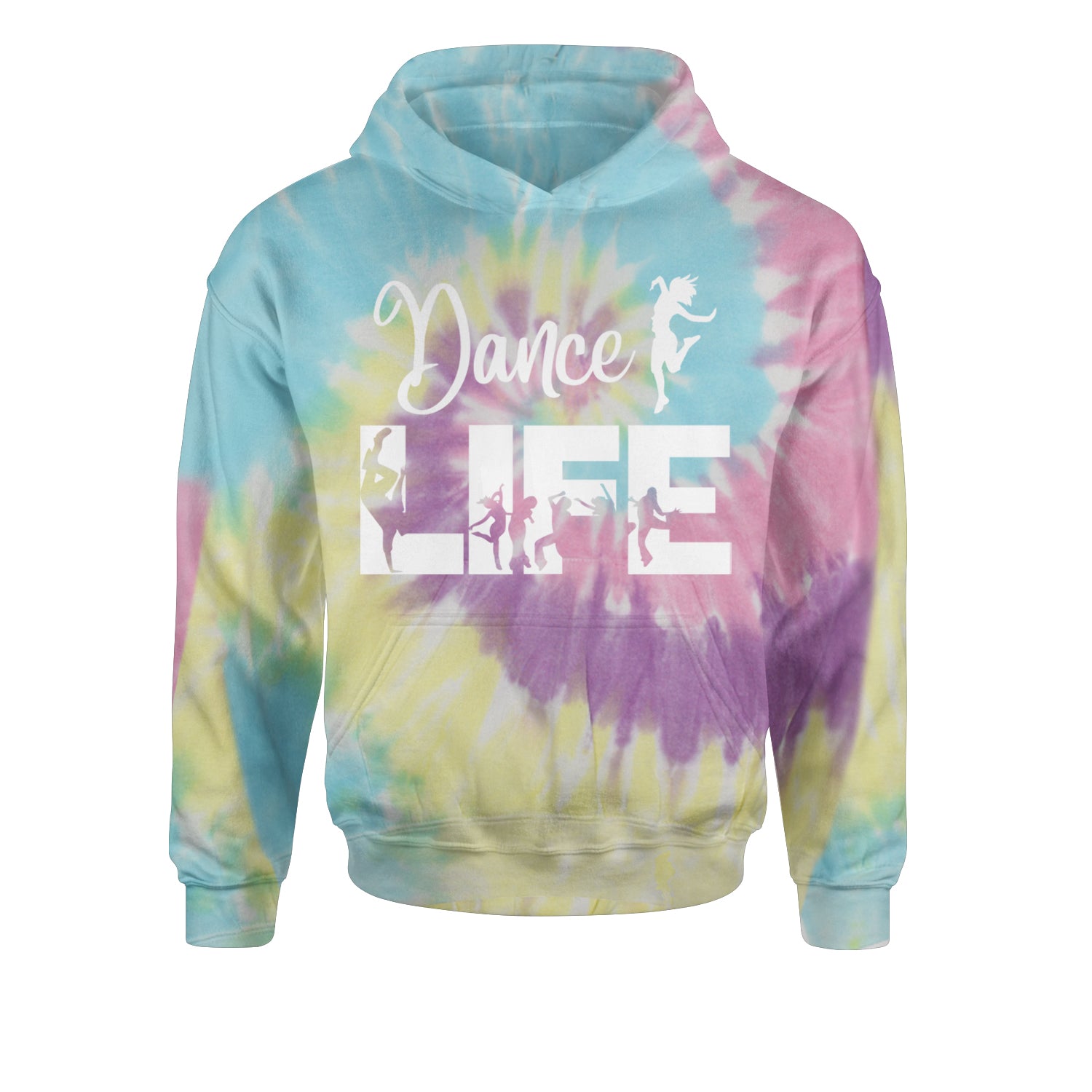 Dance Life Silhouette Dancers Youth-Sized Hoodie Tie-Dye Jelly Bean