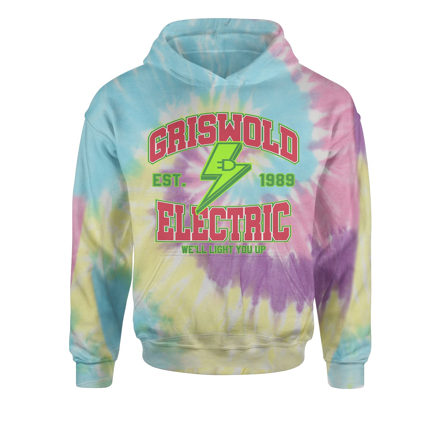 Griswold Electric We'll Light You UpYouth-Sized Hoodie Tie-Dye Jelly Bean