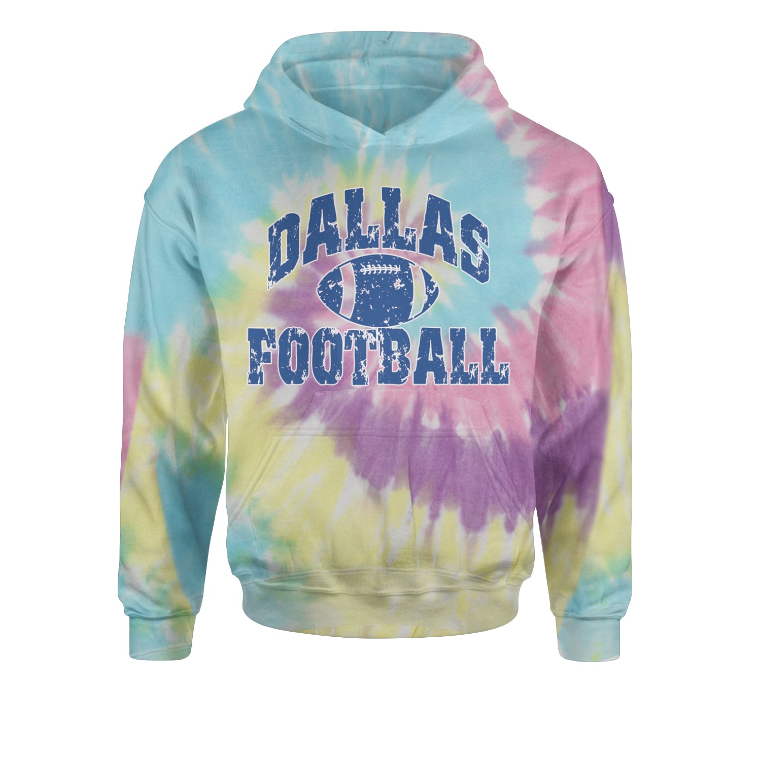 Dallas Distressed Football Youth-Sized Hoodie Tie-Dye Jelly Bean