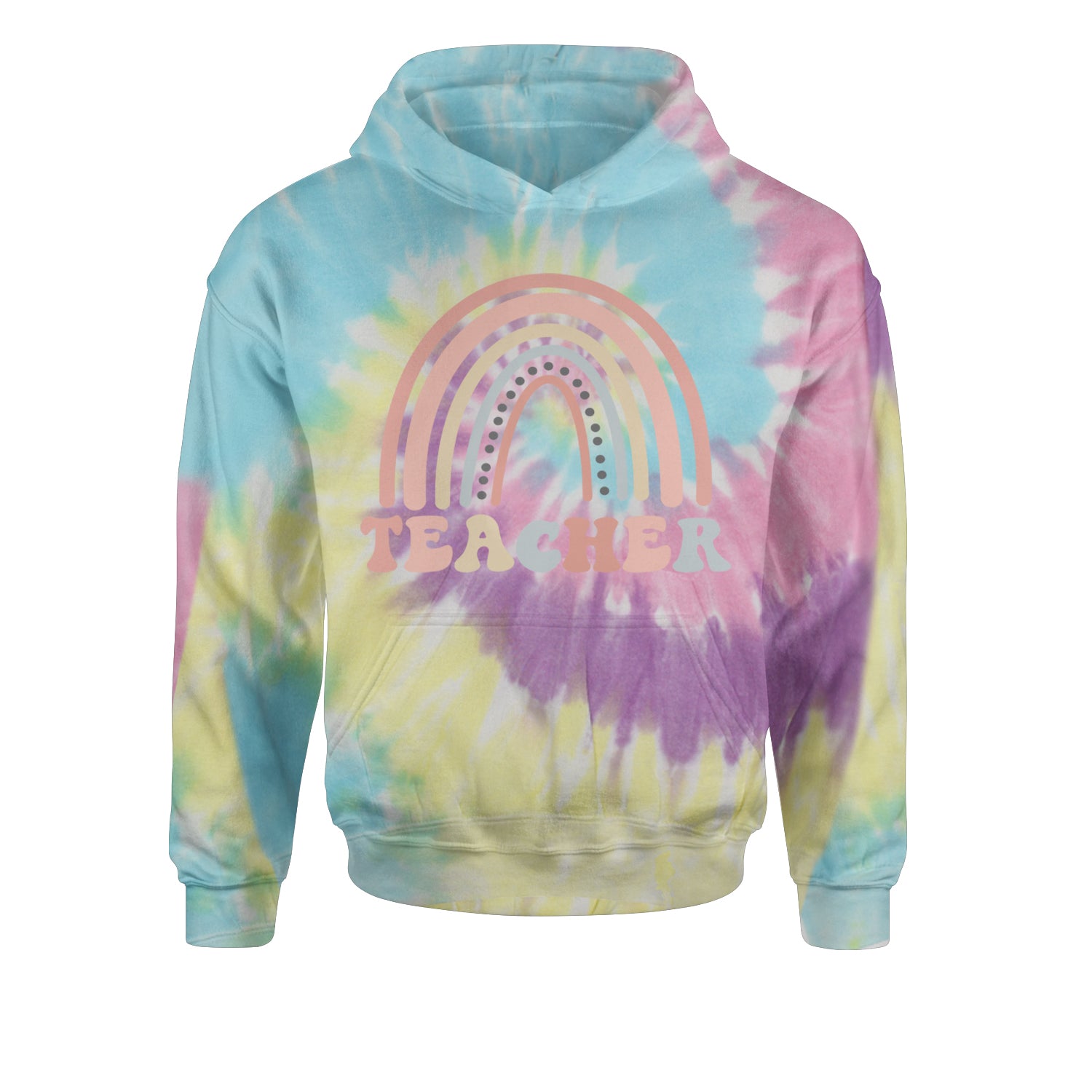 Teacher Pastel RainbowYouth-Sized Hoodie Tie-Dye Jelly Bean