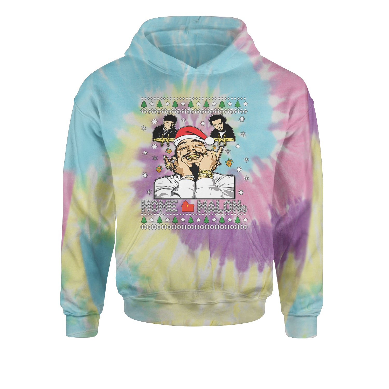 Home Malone Ugly ChristmasYouth-Sized Hoodie Tie-Dye Jelly Bean