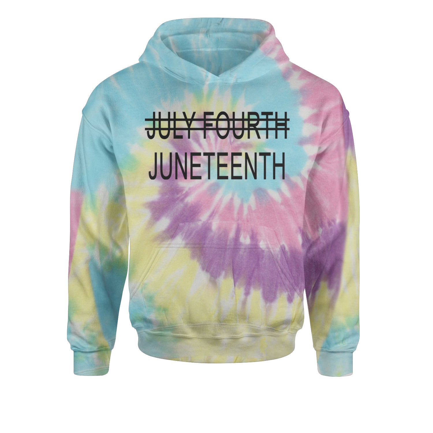 Juneteenth (July Fourth Crossed Out) Jubilee Youth-Sized Hoodie Tie-Dye Jelly Bean