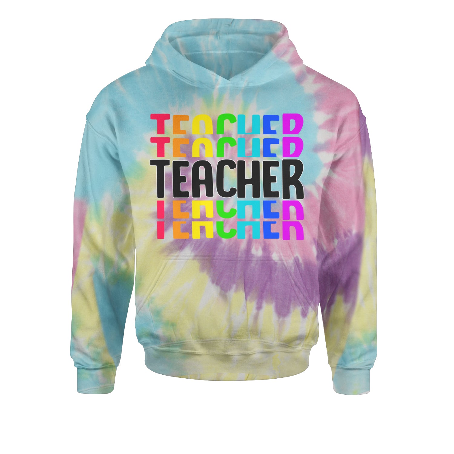 Teacher Repeated Rainbow PatternYouth-Sized Hoodie Tie-Dye Jelly Bean